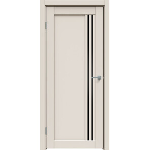 Дверь межкомнатная Concept-604 ПВХ Магнолия, остекленная, лакобель чёрный, царговая