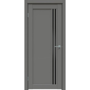 Дверь межкомнатная Concept-604 ПВХ Медиум грей, без декора, остекленная, лакобель чёрный, без кромки, царговая
