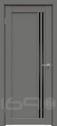 Дверь межкомнатная Concept-604 ПВХ Медиум грей, без декора, остекленная, лакобель чёрный, без кромки, царговая