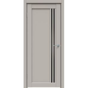 Дверь межкомнатная Concept-604 ПВХ Шелл грей, остекленная, лакобель чёрный, царговая