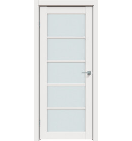 Дверь межкомнатная Concept-605 ПВХ, Белоснежно матовый, остекленная, сатинат белый, царговая