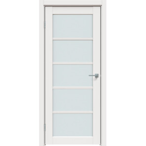 Дверь межкомнатная Concept-605 ПВХ Белоснежно матовый, остекленная, сатинат белый, царговая