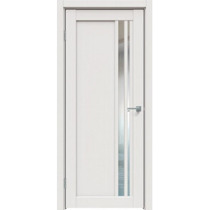 Дверь межкомнатная Concept-608 ПВХ Белоснежно матовый, без декора, остекленная, зеркало, без кромки, царговая