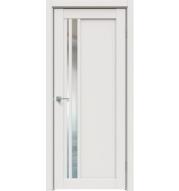 Дверь межкомнатная Concept-608 ПВХ, Белоснежно матовый, остекленная, зеркало, царговая