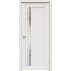 Дверь межкомнатная Concept-608 ПВХ Белоснежно матовый, остекленная, зеркало, царговая