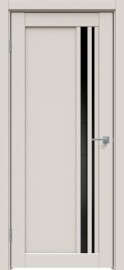 Дверь межкомнатная Concept-608 ПВХ Лайт грей, без декора, остекленная, лакобель чёрный, без кромки, царговая