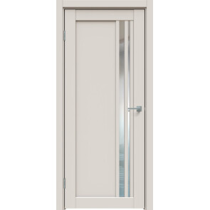 Дверь межкомнатная Concept-608 ПВХ Лайт грей, остекленная, зеркало, царговая