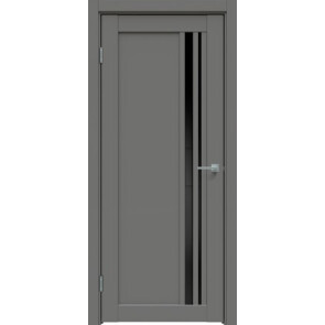 Дверь межкомнатная Concept-608 ПВХ Медиум грей, без декора, остекленная, лакобель чёрный, без кромки, царговая