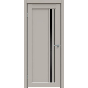 Дверь межкомнатная Concept-608 ПВХ Шелл грей, без декора, остекленная, лакобель чёрный, без кромки, царговая