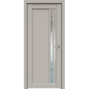 Дверь межкомнатная Concept-608 ПВХ Шелл грей, остекленная, зеркало, царговая