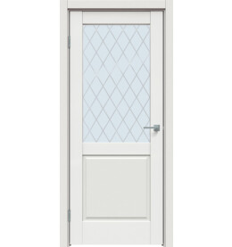 Дверь межкомнатная Concept-629 ПВХ, Белоснежно матовый, остекленная, ромб, царговая