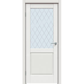 Дверь межкомнатная Concept-629 ПВХ Белоснежно матовый, остекленная, ромб, царговая