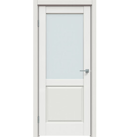 Дверь межкомнатная Concept-629 ПВХ, Белоснежно матовый, остекленная, сатинат белый, царговая