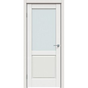 Дверь межкомнатная Concept-629 ПВХ Белоснежно матовый, остекленная, сатинат белый, царговая
