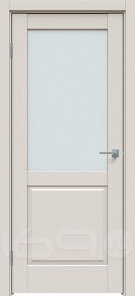 Дверь межкомнатная Concept-629 ПВХ Лайт грей, остекленная, сатинат белый, без кромки, царговая