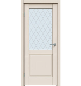 Дверь межкомнатная Concept-629 ПВХ, Магнолия, остекленная, ромб, царговая
