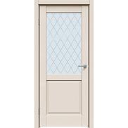 Дверь межкомнатная Concept-629 ПВХ Магнолия, остекленная, ромб, царговая