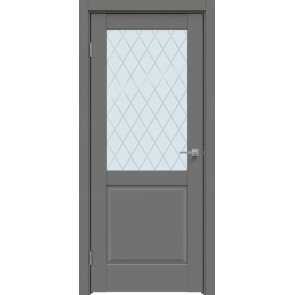 Дверь межкомнатная Concept-629 ПВХ Медиум грей, остекленная, ромб, царговая