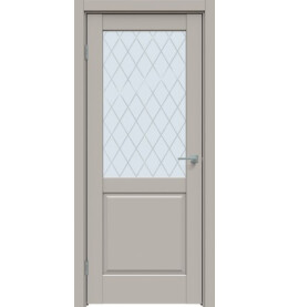 Дверь межкомнатная Concept-629 ПВХ, Шелл грей, остекленная, ромб, царговая