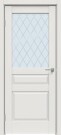 Дверь межкомнатная Concept-633 ПВХ, Белоснежно матовый, остекленная, ромб, царговая