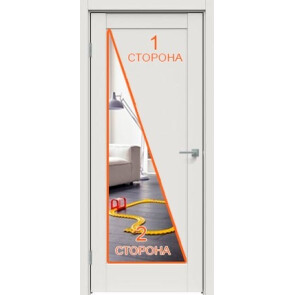 Дверь межкомнатная Concept-635 ПВХ Белоснежно матовый, зеркало, глухая, зеркало, царговая