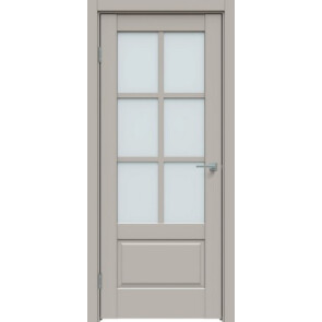 Дверь межкомнатная Concept-640 ПВХ Шелл грей, остекленная, сатинат белый, царговая