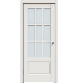Дверь межкомнатная Concept-641 ПВХ, Белоснежно матовый, остекленная, сатинат белый, царговая