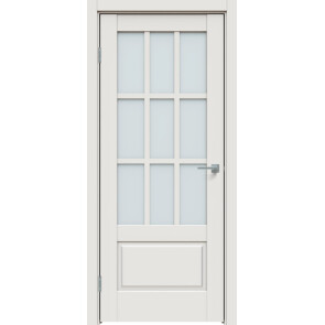 Дверь межкомнатная Concept-641 ПВХ Белоснежно матовый, остекленная, сатинат белый, царговая