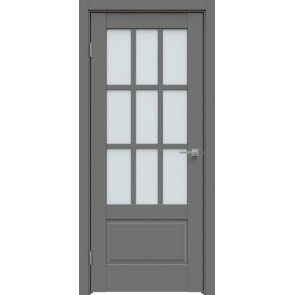 Дверь межкомнатная Concept-641 ПВХ Медиум грей, остекленная, сатинат белый, царговая