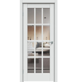 Дверь межкомнатная Concept-642 ПВХ, Дарк Вайт, остекленная, прозрачное, царговая