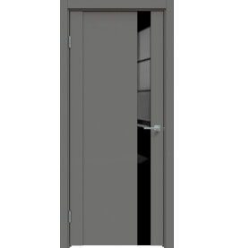 Дверь межкомнатная Concept-655 ПВХ, Медиум грей, остекленная, лакобель чёрный, царговая