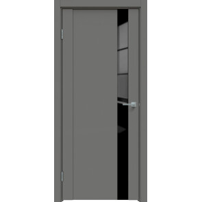 Дверь межкомнатная Concept-655 ПВХ Медиум грей, остекленная, лакобель чёрный, царговая