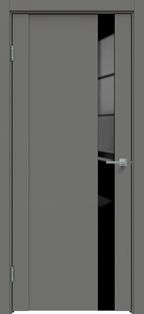 Дверь межкомнатная Concept-655 ПВХ Медиум грей, остекленная, лакобель чёрный, без кромки, царговая