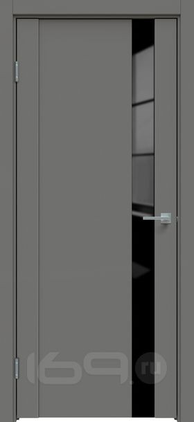 Дверь межкомнатная Concept-655 ПВХ Медиум грей, остекленная, лакобель чёрный, без кромки, царговая