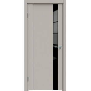 Дверь межкомнатная Concept-655 ПВХ Шелл грей, остекленная, лакобель чёрный, царговая