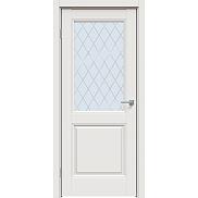 Дверь межкомнатная Concept-657 ПВХ Белоснежно матовый, остекленная, ромб, кромка нет, царговая