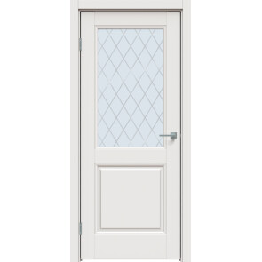 Дверь межкомнатная Concept-657 ПВХ Белоснежно матовый, остекленная, ромб, царговая