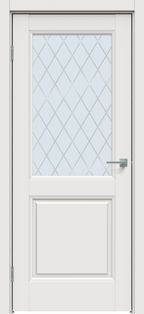 Дверь межкомнатная Concept-657 ПВХ Белоснежно матовый, остекленная, ромб, без кромки, царговая