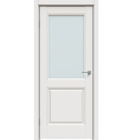 Дверь межкомнатная Concept-657 ПВХ, Белоснежно матовый, остекленная, сатинат белый, царговая