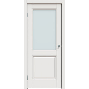 Дверь межкомнатная Concept-657 ПВХ Белоснежно матовый, остекленная, сатинат белый, царговая