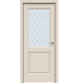 Дверь межкомнатная Concept-657 ПВХ, Магнолия, остекленная, ромб, царговая