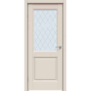 Дверь межкомнатная Concept-657 ПВХ Магнолия, остекленная, ромб, царговая
