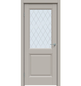 Дверь межкомнатная Concept-657 ПВХ, Шелл грей, остекленная, ромб, царговая