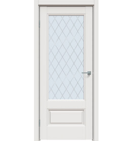 Дверь межкомнатная Concept-661 ПВХ, Белоснежно матовый, остекленная, ромб, царговая