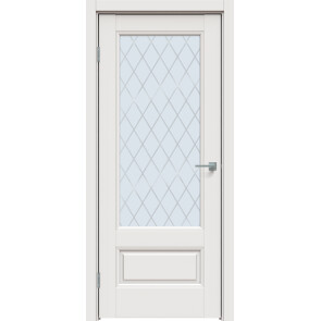 Дверь межкомнатная Concept-661 ПВХ Белоснежно матовый, остекленная, ромб, царговая