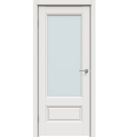 Дверь межкомнатная Concept-661 ПВХ, Белоснежно матовый, остекленная, сатинат белый, царговая
