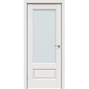 Дверь межкомнатная Concept-661 ПВХ Белоснежно матовый, остекленная, сатинат белый, царговая