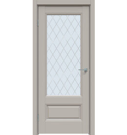 Дверь межкомнатная Concept-661 ПВХ, Шелл грей, остекленная, ромб, царговая