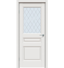 Дверь межкомнатная Concept-663 ПВХ, Белоснежно матовый, остекленная, ромб, царговая