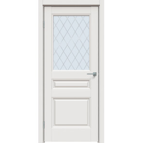 Дверь межкомнатная Concept-663 ПВХ Белоснежно матовый, остекленная, ромб, царговая